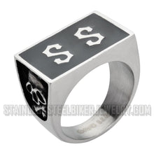 Load image into Gallery viewer, Heavy Metal Jewelry Men&#39;s SS Biker Ring Stainless Steel