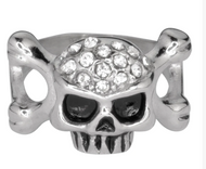 Skull & Crossbones Bones Ring Lady Biker Bling Ring SR105