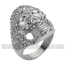 Load image into Gallery viewer, Heavy Metal Jewelry Ladies White Bling Skull Ring Stainless Steel