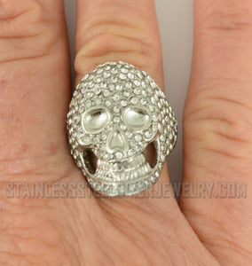 Heavy Metal Jewelry Ladies White Bling Skull Ring Stainless Steel