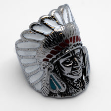 Load image into Gallery viewer, Heavy Metal Jewelry Men&#39;s Indian Head Stainless Steel Ring Enamel