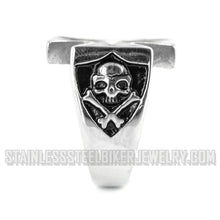 Load image into Gallery viewer, Heavy Metal Jewelry Men&#39;s Maltese Cross Skull Stainless Steel Ring