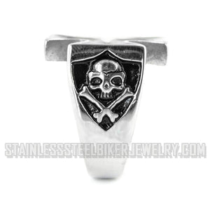 Heavy Metal Jewelry Men's Maltese Cross Skull Stainless Steel Ring