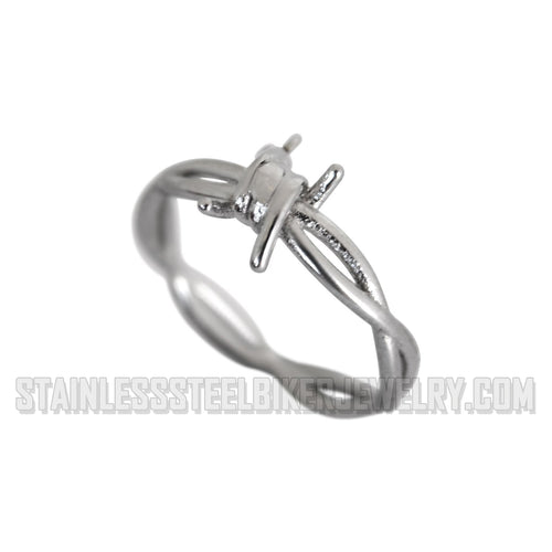 Heavy Metal Jewelry Ladies Barbed Wire Ring Stainless Steel