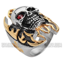 Load image into Gallery viewer, Heavy Metal Jewelry Men&#39;s Skull in Flames Ring Stainless Steel