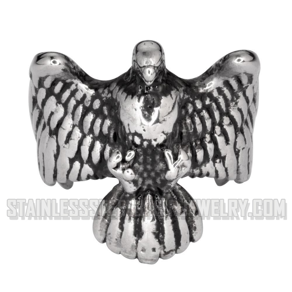 Heavy Metal Jewelry Men's American Bald Eagle Stainless Steel Ring