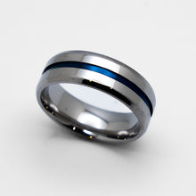 Load image into Gallery viewer, Blue Line Ring Police Comfort Fit Stainless Steel Wedding Band SR109