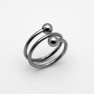 Spiral Wrapped Ring with End Balls Unisex Stainless Steel Ring SR10