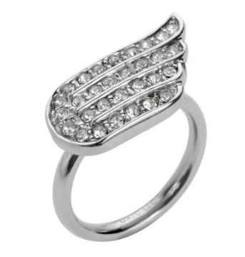 Heavy Metal Jewelry Ladies Bling Angel Wing Ring Stainless Steel SR113