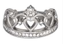 Load image into Gallery viewer, Heavy Metal Jewelry Ladies Fancy Tiara Crown Ring Stainless Steel Bling