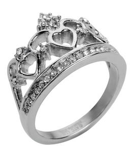Heavy Metal Jewelry Ladies Fancy Tiara Crown Ring Stainless Steel Bling