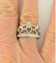 Load image into Gallery viewer, Heavy Metal Jewelry Ladies Fancy Tiara Crown Ring Stainless Steel Bling
