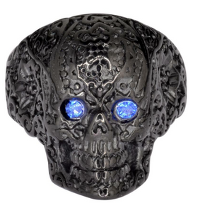 Heavy Metal Jewelry Unisex Black Tribal Tattoo Skull Ring Stainless Steel Black