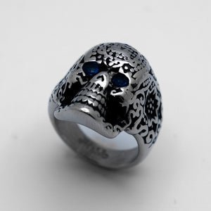 Heavy Metal Jewelry Ladies Tribal Tattoo Skull Ring Stainless Steel