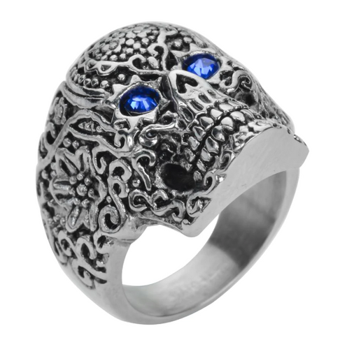 Heavy Metal Jewelry Ladies Tribal Tattoo Skull Ring Stainless Steel SR121