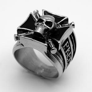 Heavy Metal Jewelry Men's Maltese Skull Ring Stainless Steel