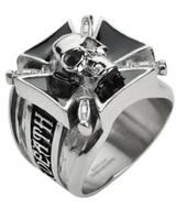Huge Knives on Iron Cross Skull Ring Biker Stainless Steel SR122