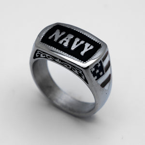 Heavy Metal Jewelry Unisex NAVY Ring Stainless Steel
