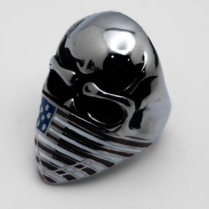 Heavy Metal Jewelry American Flag Bandana Skull Stainless Steel Ring