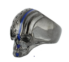 Load image into Gallery viewer, Biker Jewelry Men&#39;s Gunmetal Skull Ring Stainless Steel Police Edition