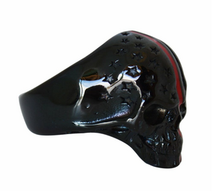 Heavy Metal Jewelry Men's Black Skull Ring Stainless Steel Firefighter