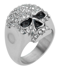 Load image into Gallery viewer, Heavy Metal Jewelry Ladies White Bling Skull Ring Stainless Steel