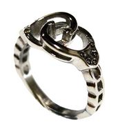 Unisex Handcuff Ring Lady Biker Stainless Steel SR131