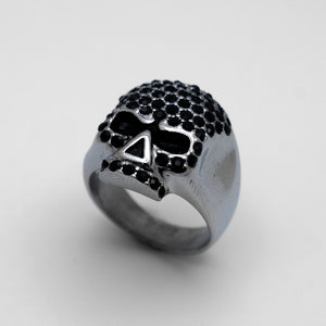 Heavy Metal Jewelry Ladies Black Ice Bling Skull Ring Stainless Steel