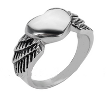 Load image into Gallery viewer, Heavy Metal Jewelry Ladies Winged Heart Stainless Steel Ring