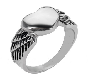 Heavy Metal Jewelry Ladies Winged Heart Stainless Steel Ring