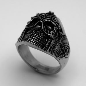 Heavy Metal Jewelry Men's Cyborg Spike Skull Stainless Steel Ring