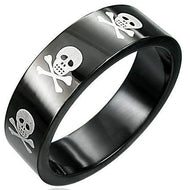 Black Skull and Crossbones Ring Unisex Stainless Steel SR141
