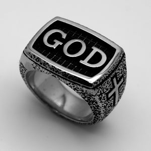 Men's Religious GOD Stainless Steel Ring Heavy Metal