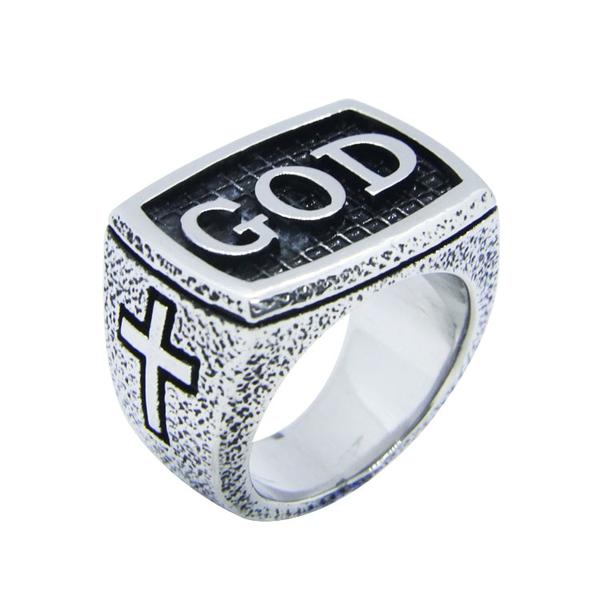 Men's Religious GOD Stainless Steel Ring Heavy Metal