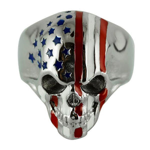 Heavy Metal Jewelry Men's Flag Skull Ring Stainless Steel