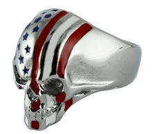 Load image into Gallery viewer, Heavy Metal Jewelry Men&#39;s Flag Skull Ring Stainless Steel