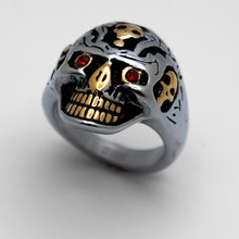 Load image into Gallery viewer, Men&#39;s Toledo Skull Ring Stainless Steel Red Eyes