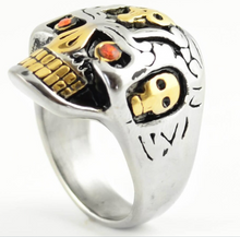 Load image into Gallery viewer, Men&#39;s Toledo Skull Ring Stainless Steel Red Eyes