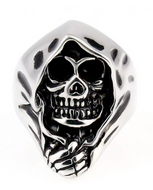 3-D Grim Reaper Ring Unisex Stainless Steel Biker Ring SR14