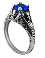 Solitaire Blue Stone Ring<br>Lady Biker Stainless Steel Ring SR152