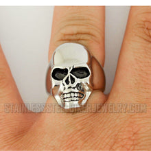 Load image into Gallery viewer, Heavy Metal Jewelry Men&#39;s Large Skull Ring Stainless Steel
