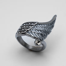 Load image into Gallery viewer, Heavy Metal Jewelry Ladies Angel Wing Stone Ring Stainless Steel