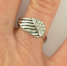 Load image into Gallery viewer, Heavy Metal Jewelry Ladies Angel Wing Ring Stainless Steel with Bling