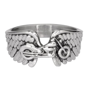Heavy Metal Jewelry Ladies Motorcycle Wings Ring Stainless Steel