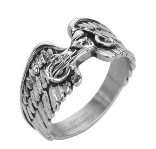 Motorcycle Jewelry Ladies Wings Ring Stainless Steel