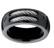 Load image into Gallery viewer, Unisex Stainless Steel Double Black Cable Wedding Band Ring