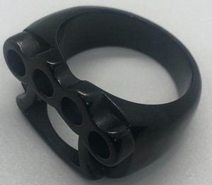 Brass Knuckles Black Stainless Steel Ring