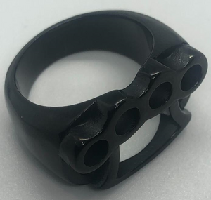 Brass Knuckles Black Stainless Steel Ring