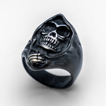 Load image into Gallery viewer, Black Men’s Grim Reaper Ring Stainless Steel Biker Skull Ring
