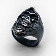 Black & Silver Grim Reaper Ring Men's Two-Tone<BR>Stainless Steel Ring SR162